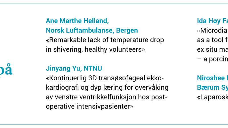 Tre abstrakter og pris for beste abstrakt/presentasjon på Norsk Anestesiologisk Høstmøte 2024!